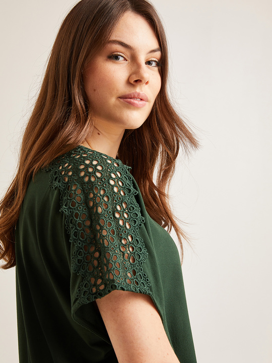 Elenamiro: T-shirt com renda Verde_1