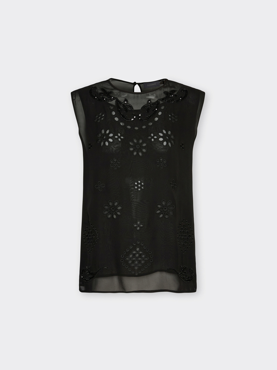 Bluse aus perforiertem Georgette