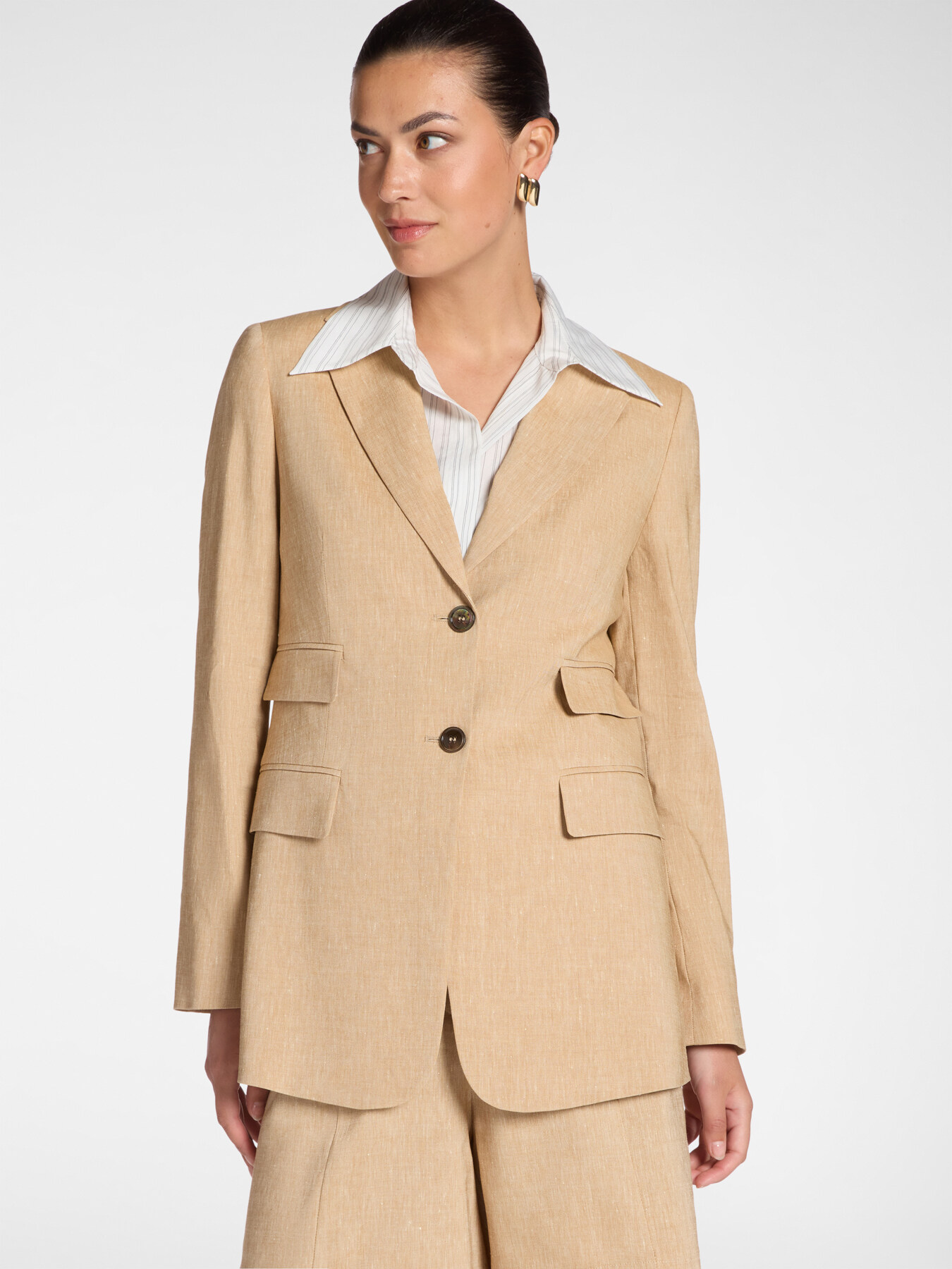 Single-breasted linen blend blazer image number 0