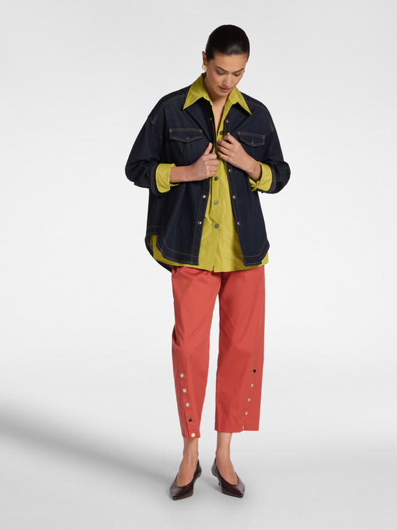 Gabardine trousers with buttons