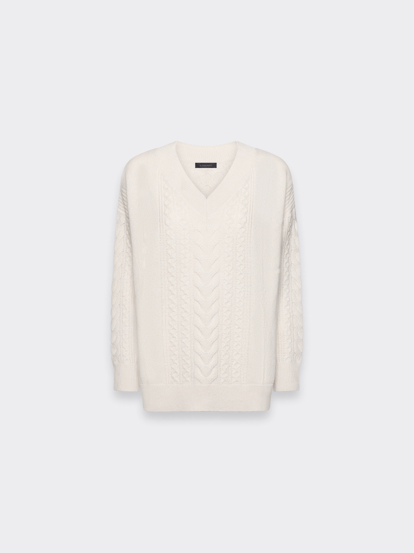 Zopfstrickpullover aus Wolle mit V-Ausschnitt image number 4