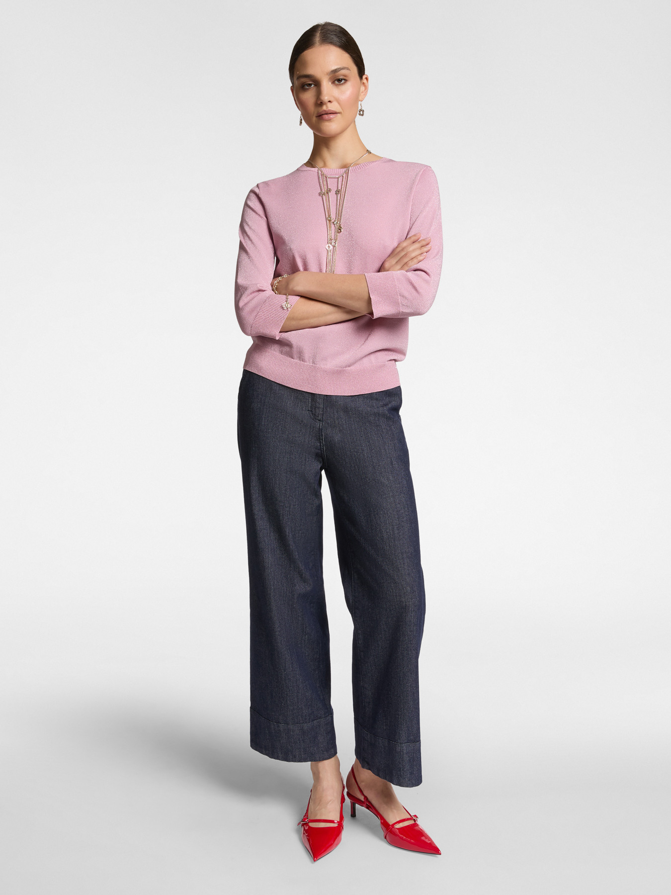 Lurex-Pullover mit Dreiviertel&auml;rmeln image number 2