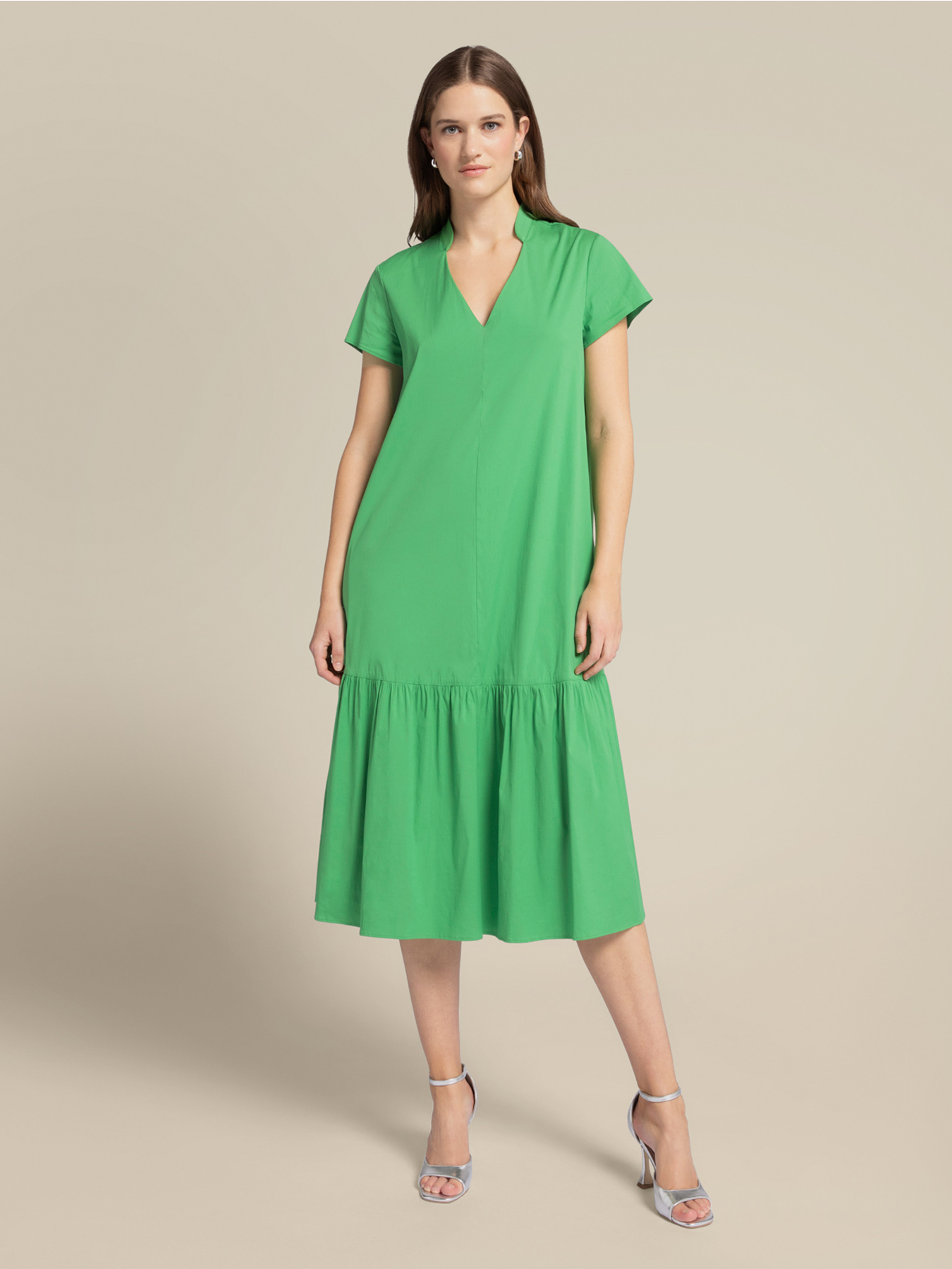 Abito in popeline con balza image number 0