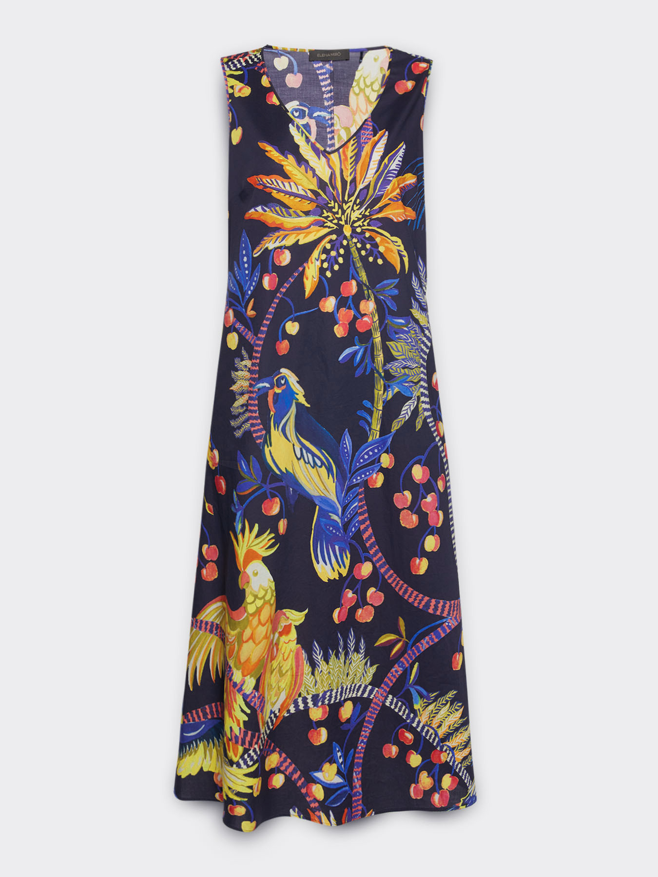 0255~Printed stretch cotton dress