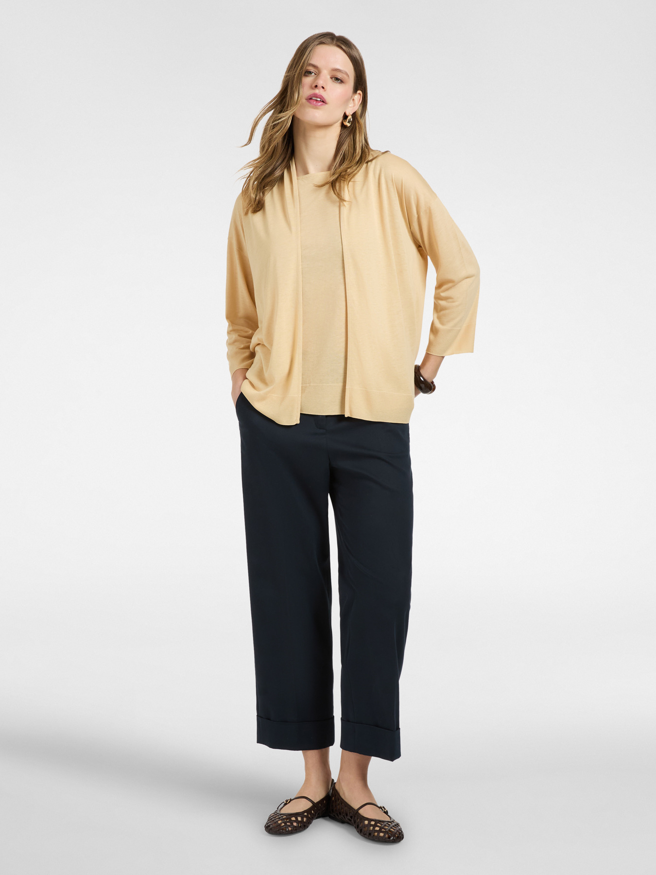 Relaxed-Fit-T-Shirt mit offener Vorderseite image number 2