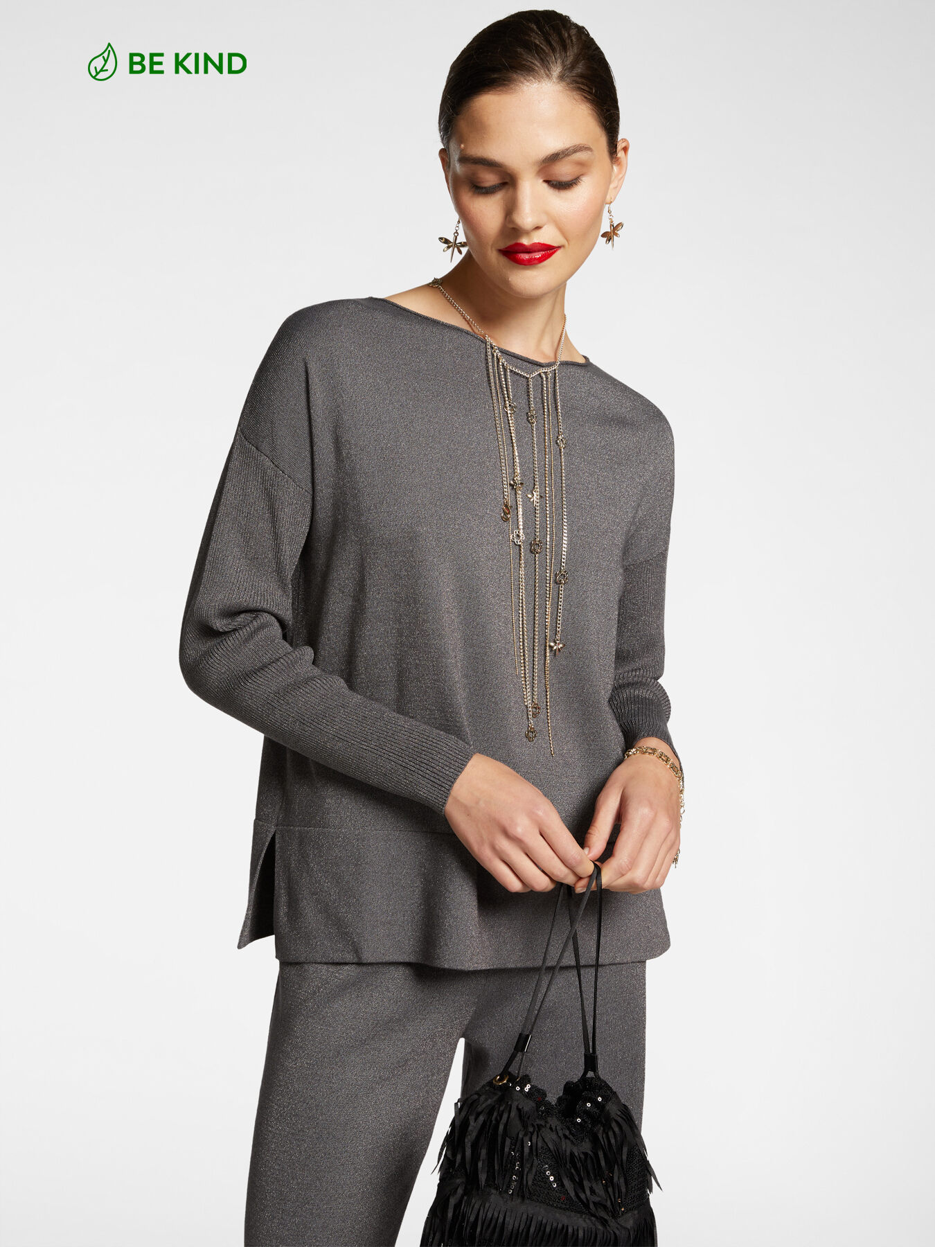 LENZING&trade; ECOVERO&trade; viscose lurex sweater image number 0