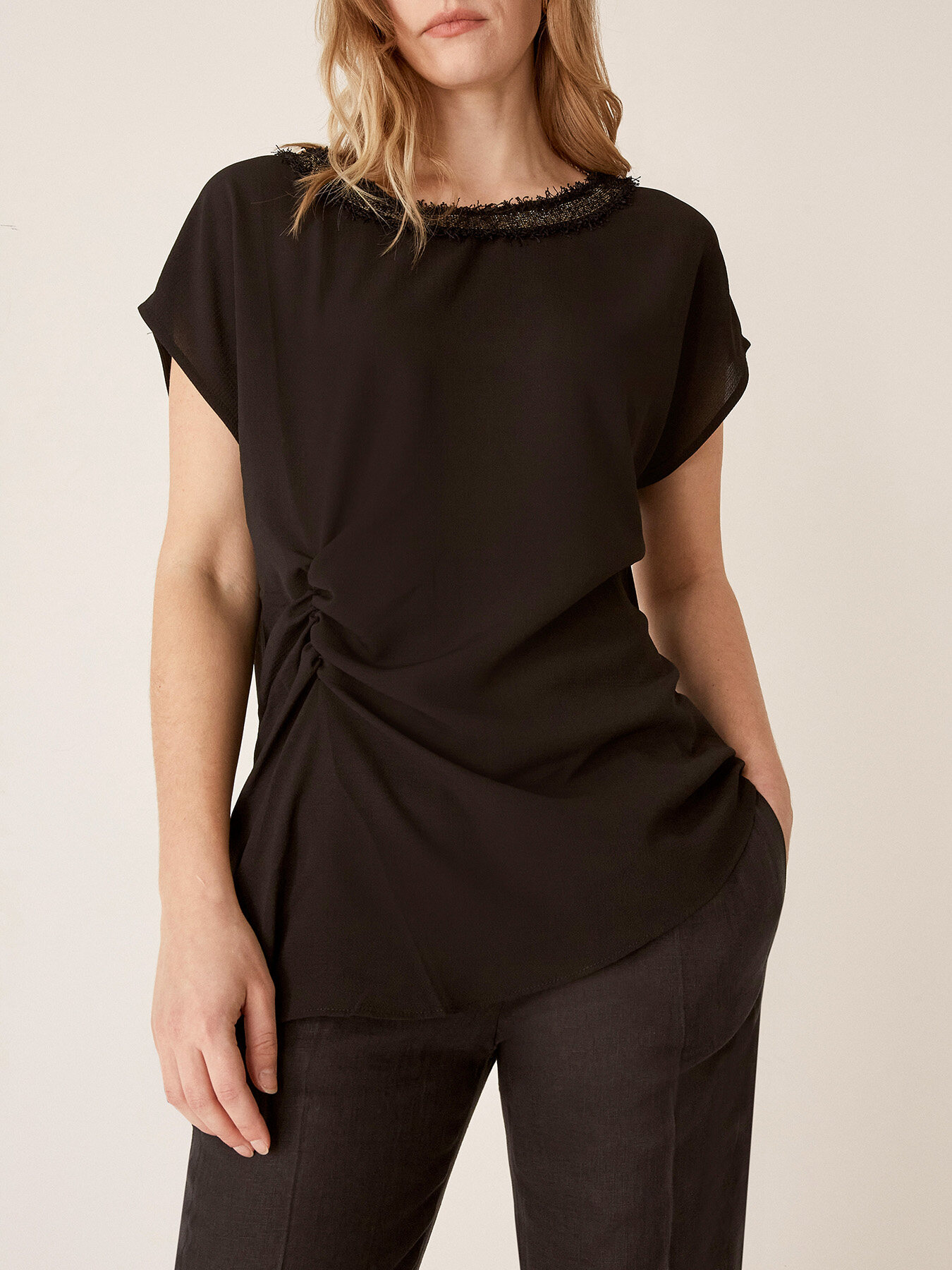 T-shirt with fringed trim image number 2