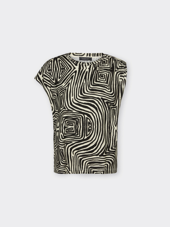 Top asimmetrico stampato