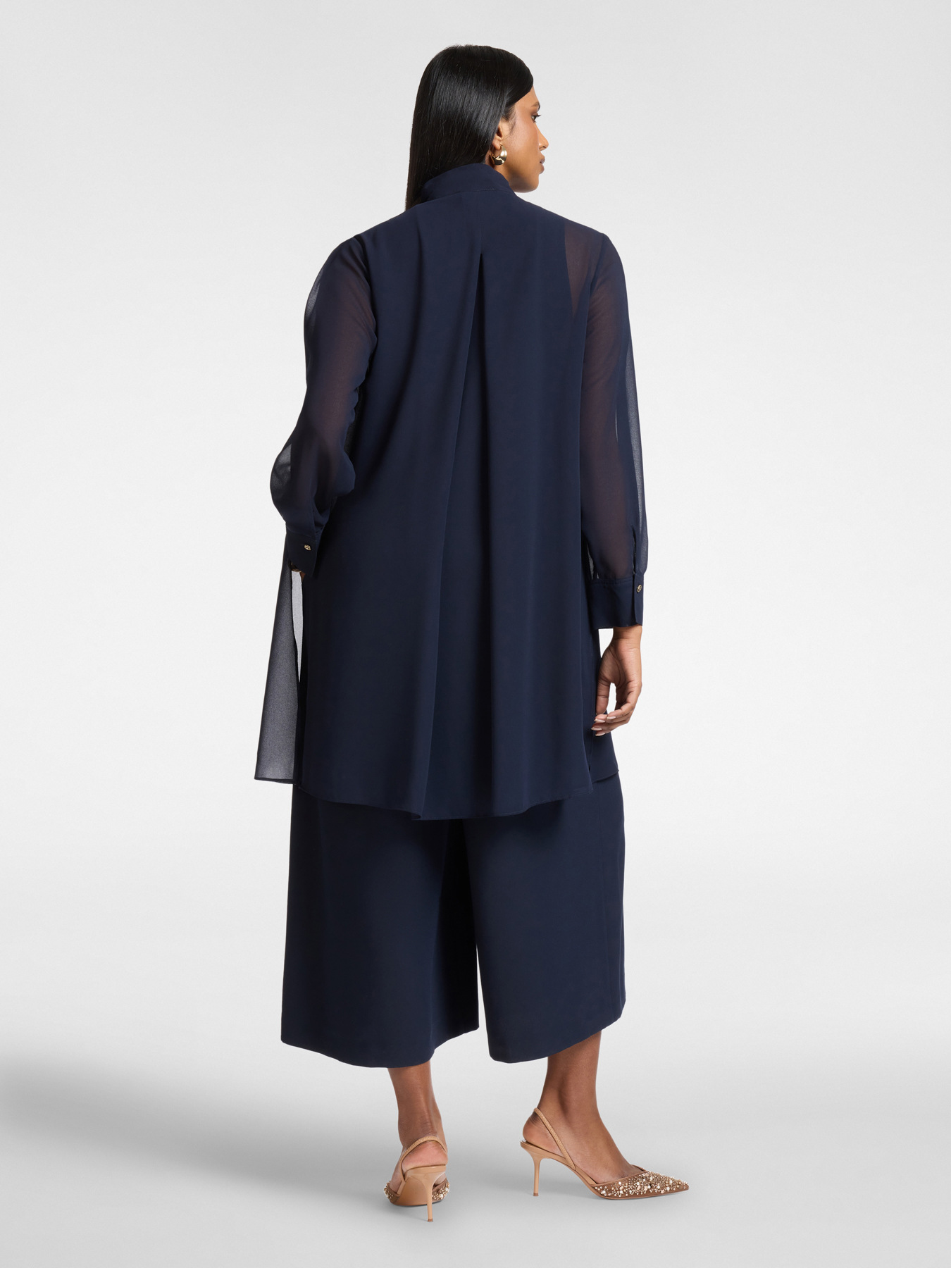 Camicia lunga in georgette image number 1