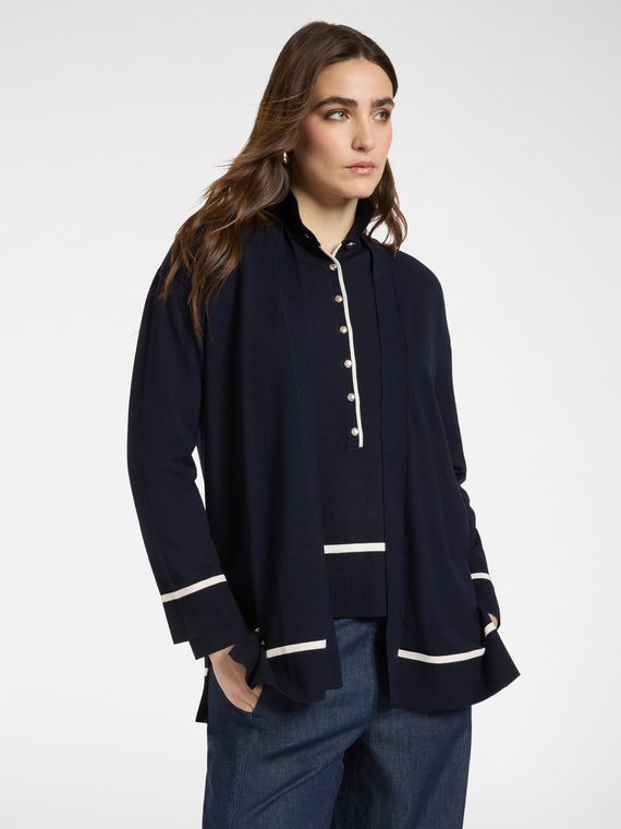 Viscose blend cardigan with striped details