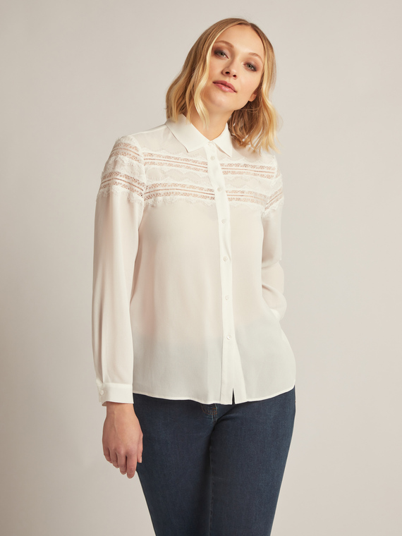 Shirt with lace inserts