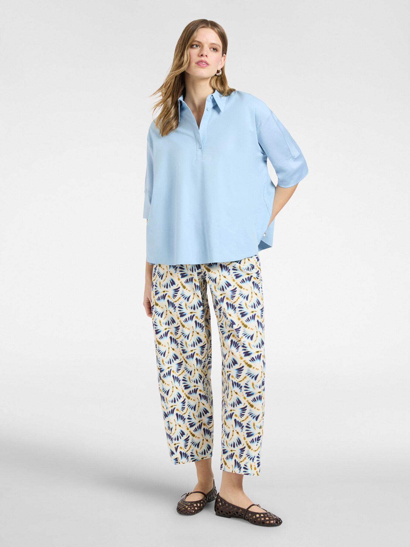 Blusa boxy con maniche a tre quarti image number 3