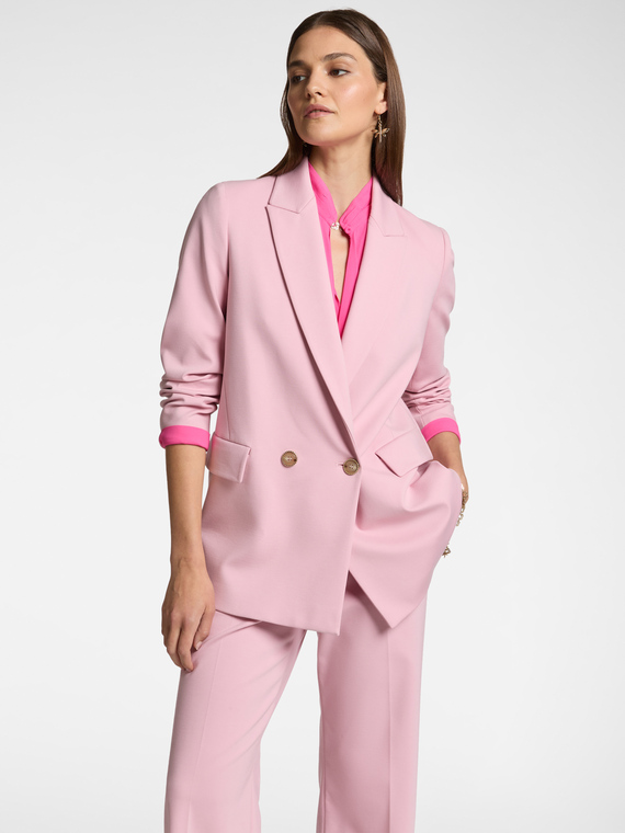 Elena Mirò - Blazer doppio petto in punto Milano Donna, Rosa Taglia: 46