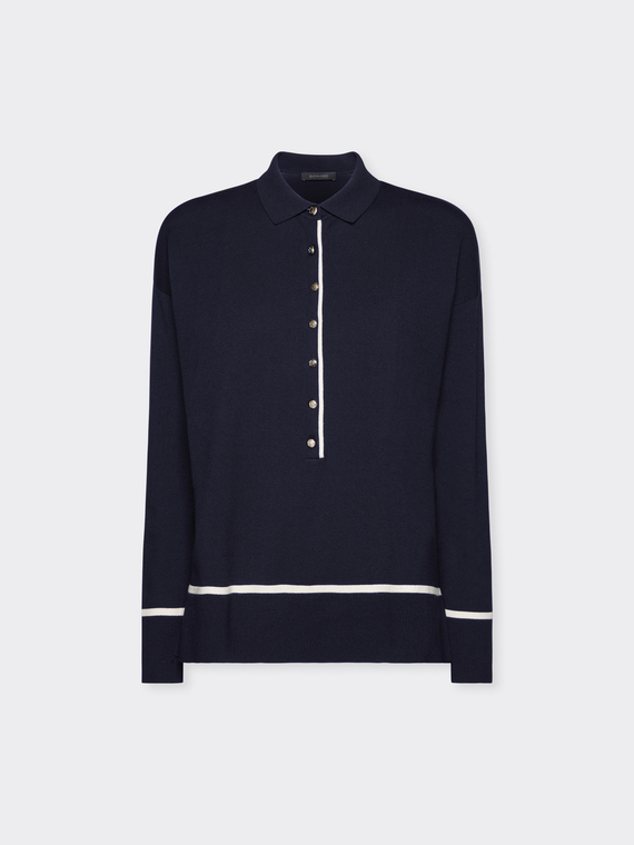 Polo &agrave; boutons en viscose m&eacute;lang&eacute;e