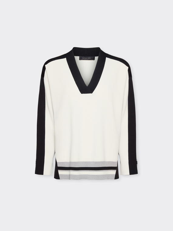 Pull color block col en V