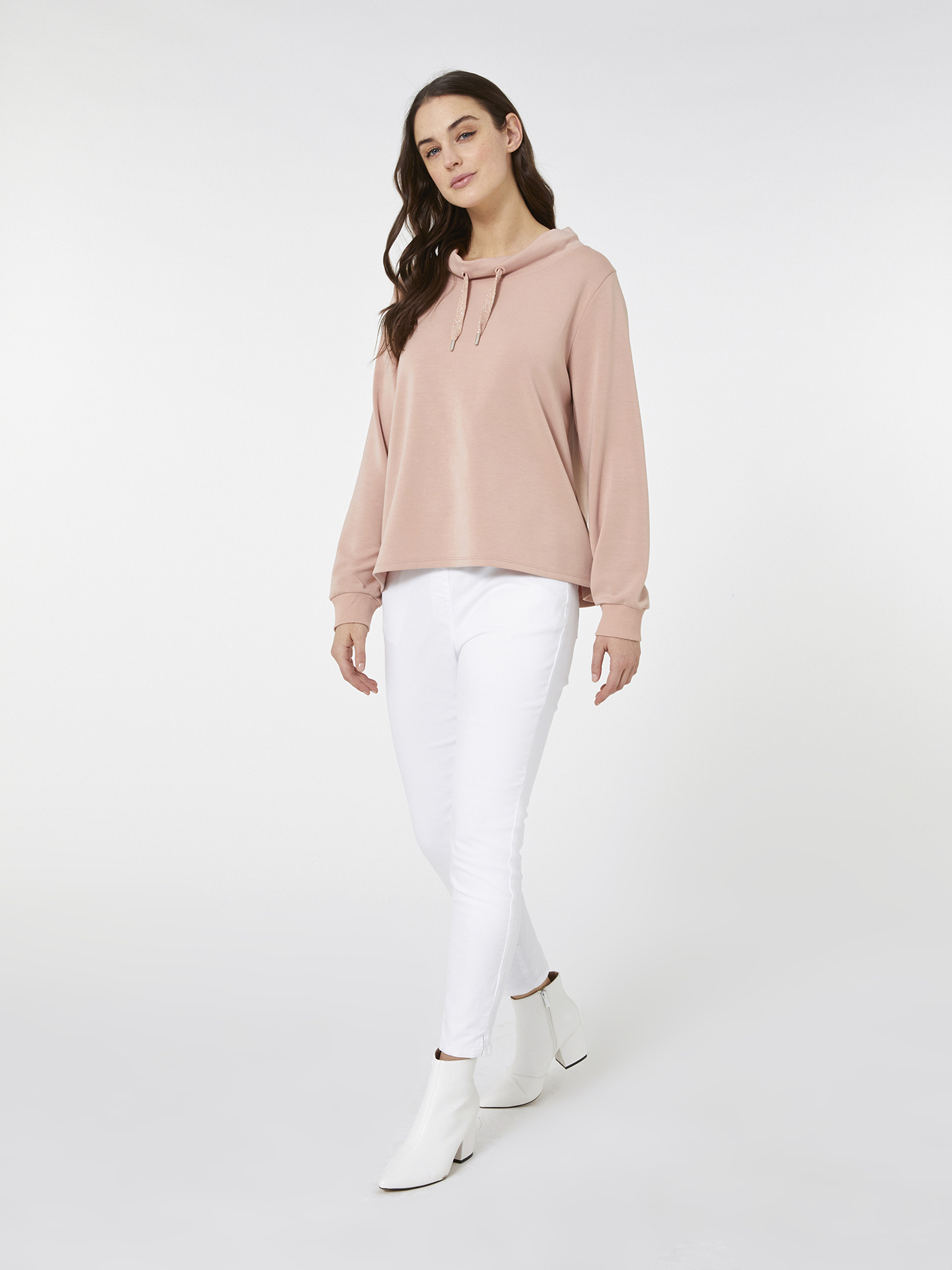 Sweatshirt mit Bord&uuml;re und Kordelzug image number 0