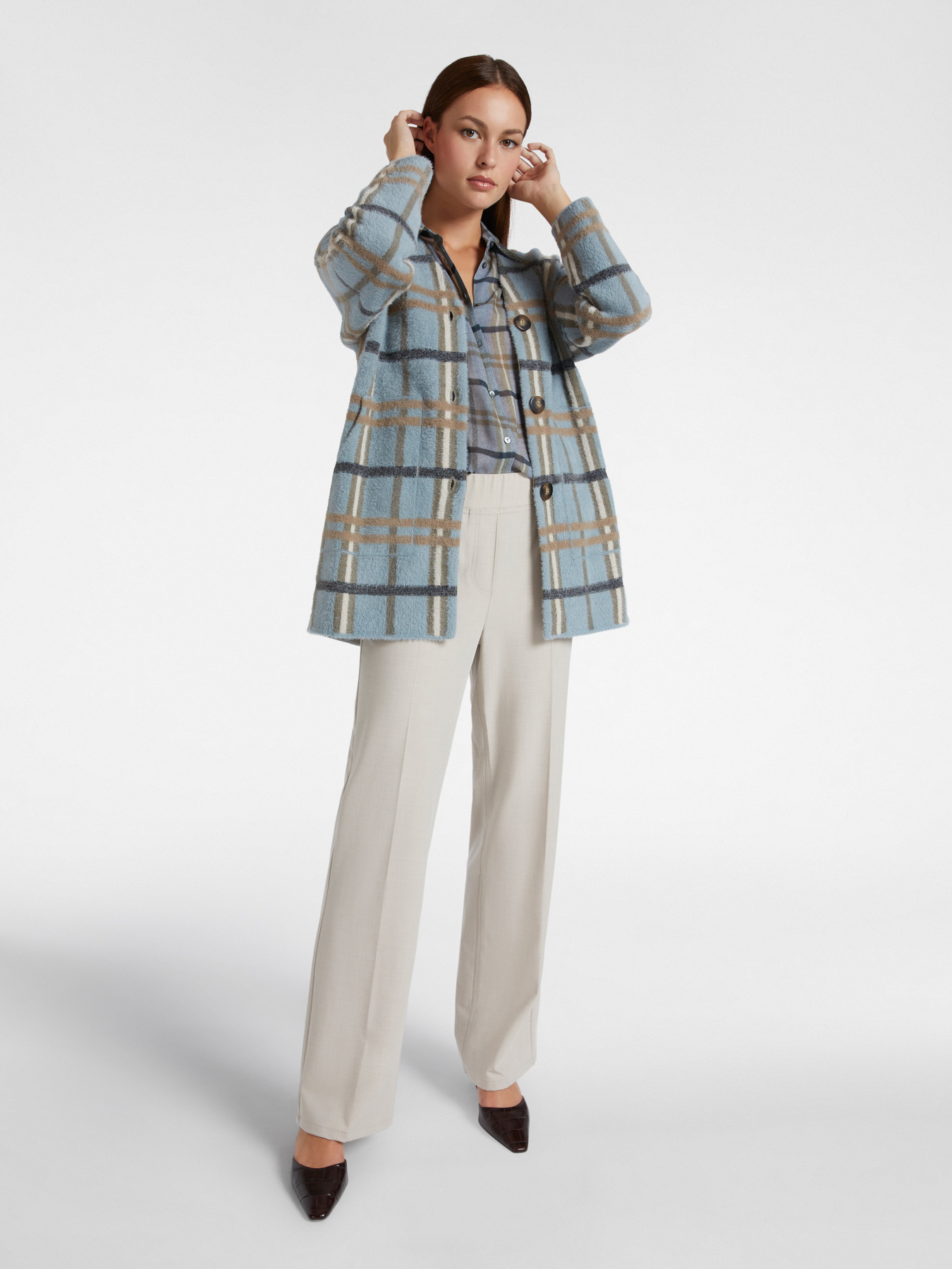 LENZING&trade; ECOVERO&trade; viscose tartan cardigan image number 2