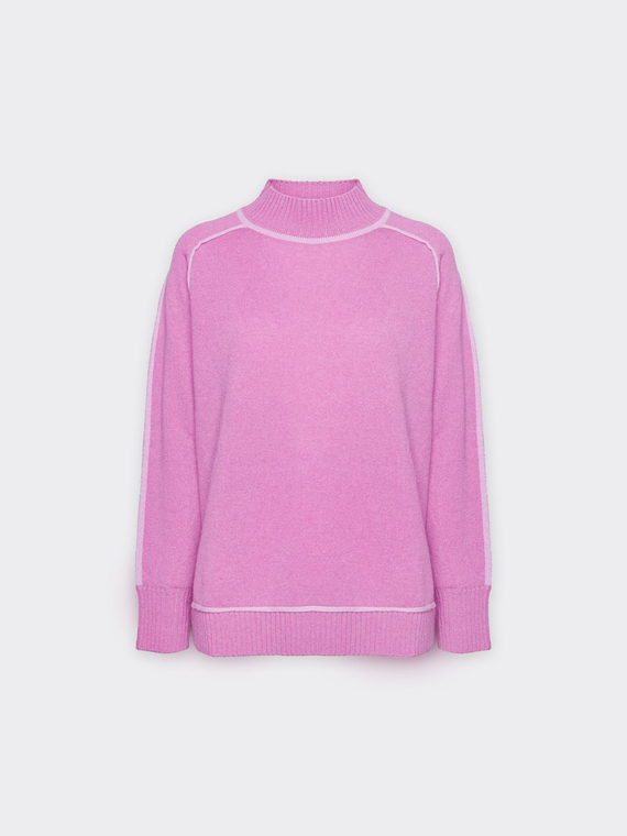 Camisola de l&atilde; com pormenores contrastantes