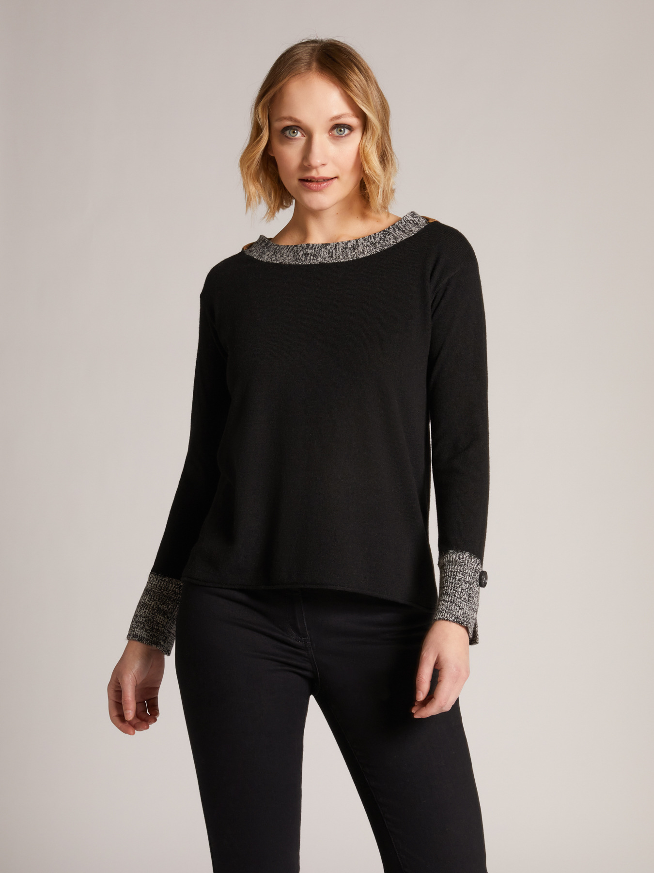 PULLOVER MIT U-BOOT-AUSSCHNITT UND MOULIN&Eacute;-DETAILS AUS KASCHMIRGEMISCH image number 2