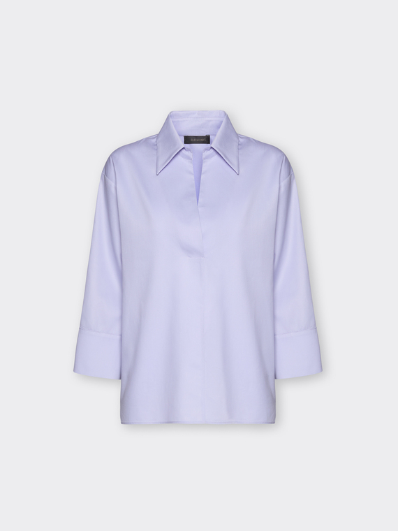 Camisa de popeline com mangas tr&ecirc;s-quartos