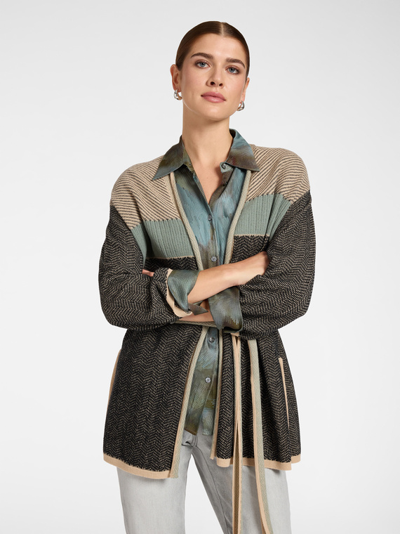 Cardigan in lana con cintura
