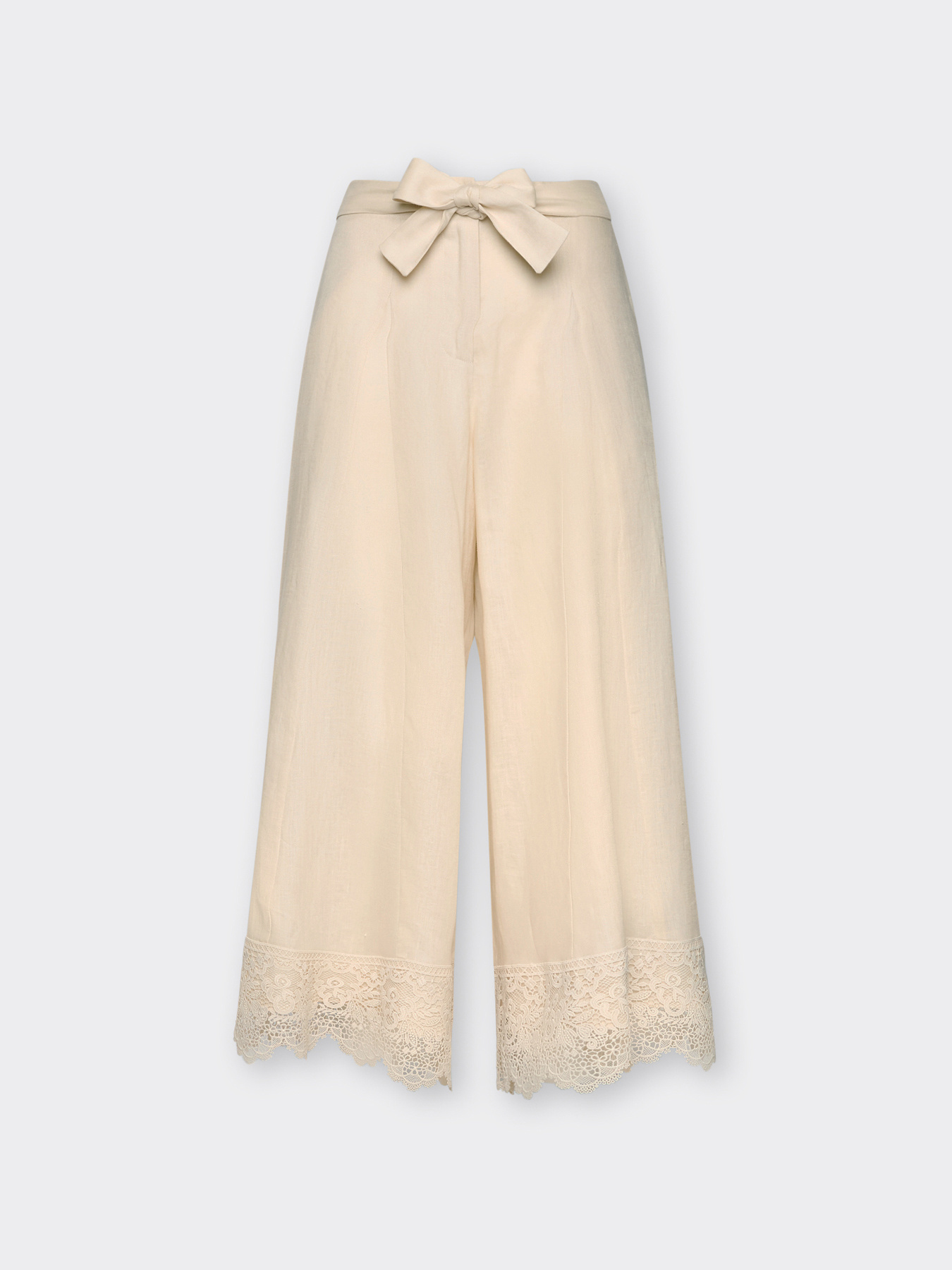 Cropped linen trousers with lace image number 4