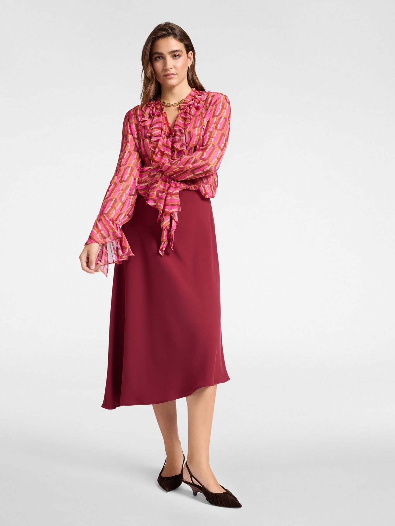 Printed shirt with ruffles image number 2