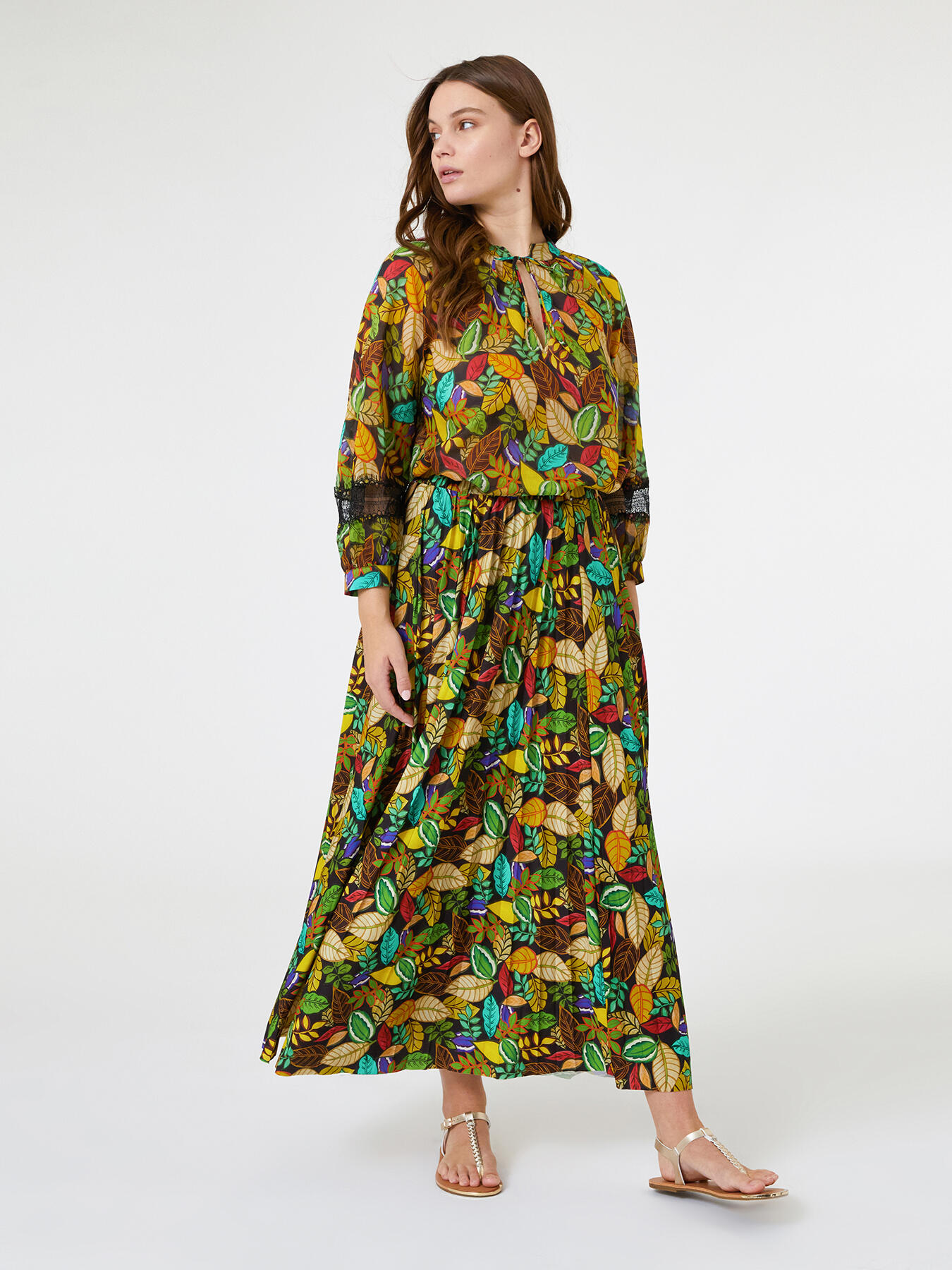 Printed jersey pleated skirt image number 0