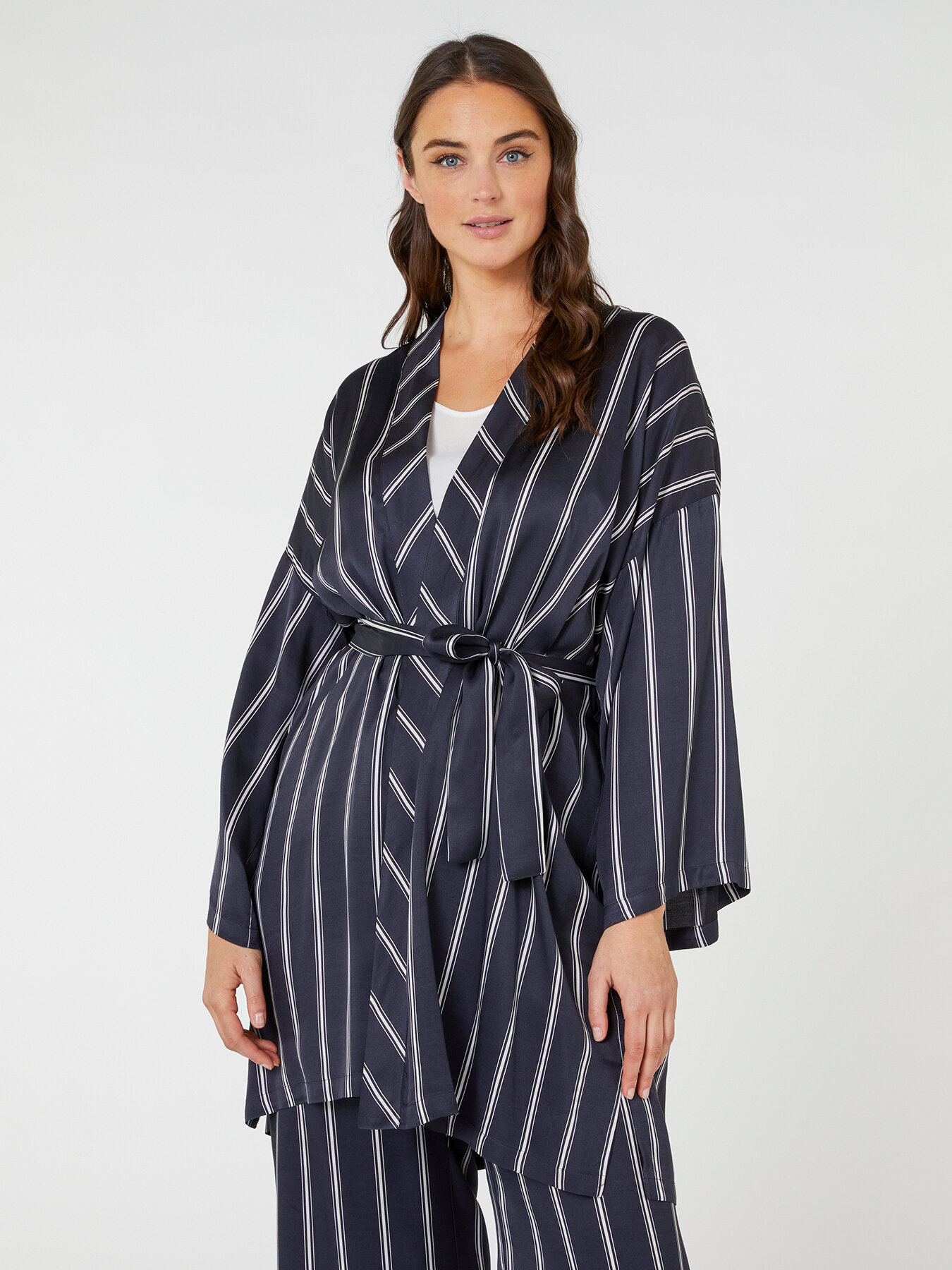 Kimono in viscosa a righe image number 2