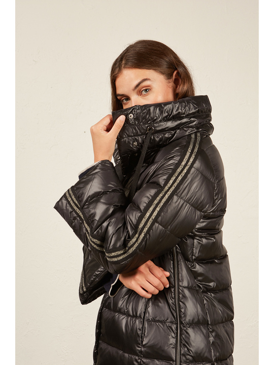 Elenamiro&nbsp;: Doudoune avec bandes en lurex Noir_1