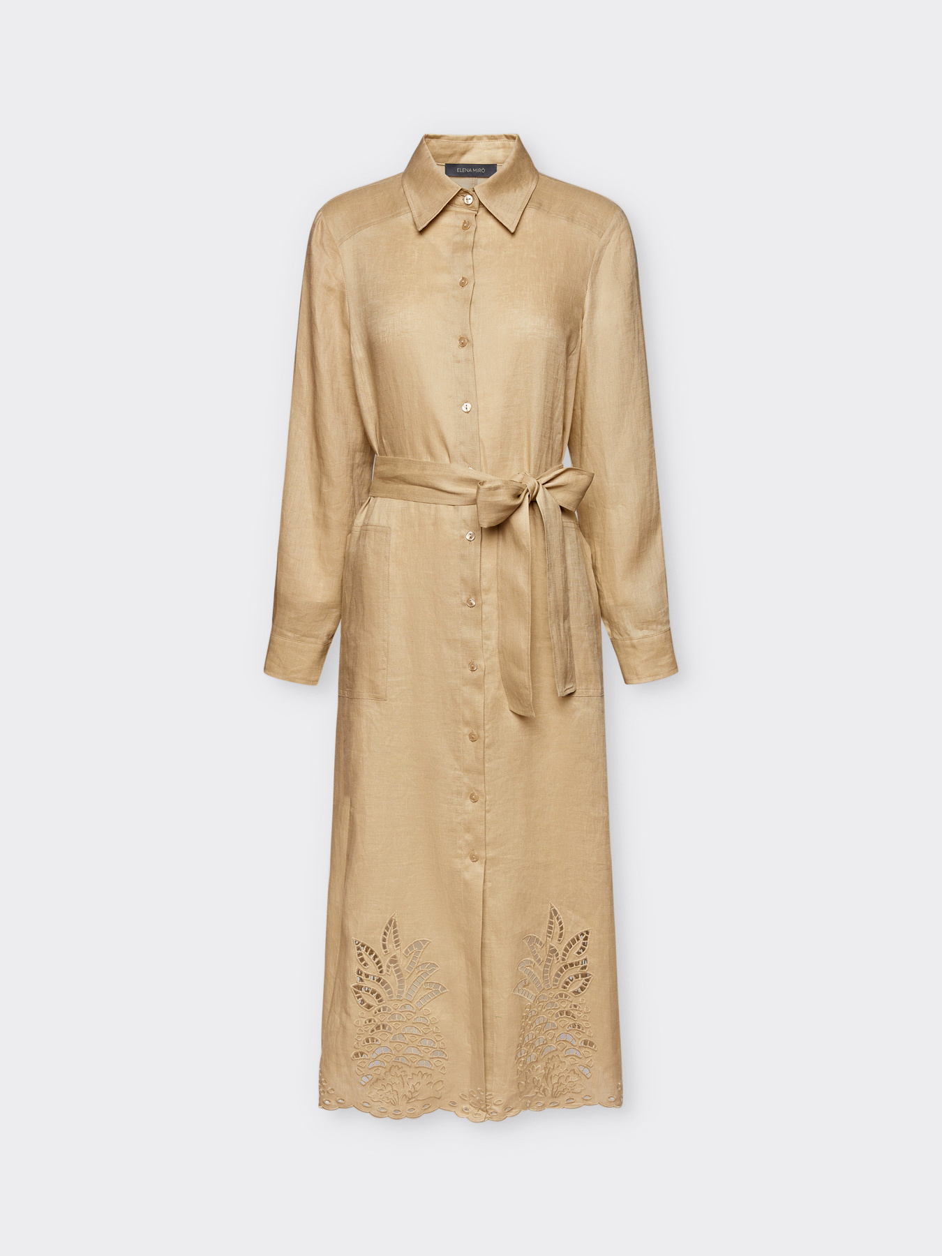 Kleid aus Leinen mit Stickerei am Abschluss image number 4