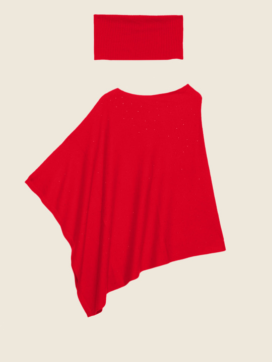 Elenamiro&nbsp;: Cape avec cristaux appliqu&eacute;s Rouge_1