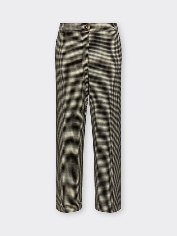 Pantalon cropped jacquard &agrave; carreaux