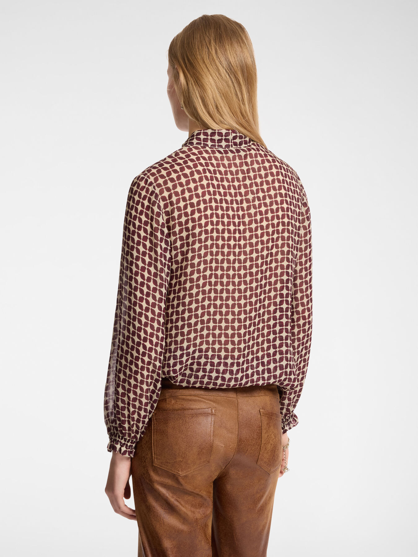 Printed blouse with sash image number 1