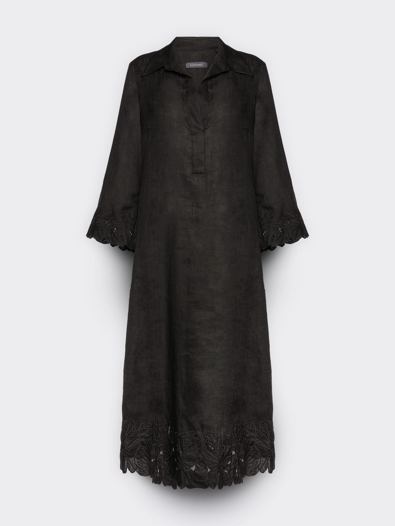 Vestido de lino con encaje image number 4