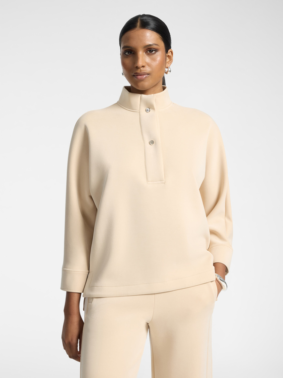 Sweat-shirt en m&eacute;lange modal avec col montant