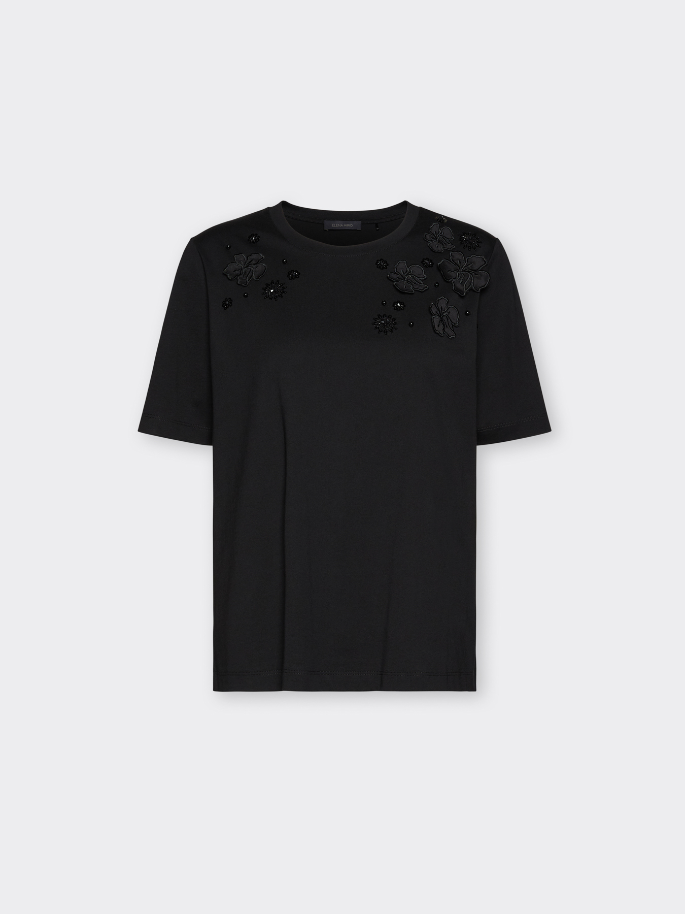Cotton t-shirt with floral appliqu&eacute;s image number 5