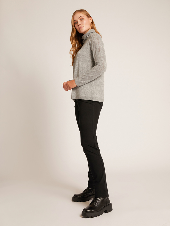 CASHMERE BLEND SOFT NECK SWEATER WITH LINKS STITCH