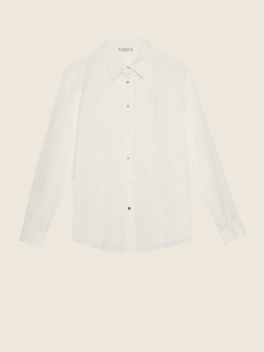 Elenamiro: Camicia in popeline stretch Bianco_1