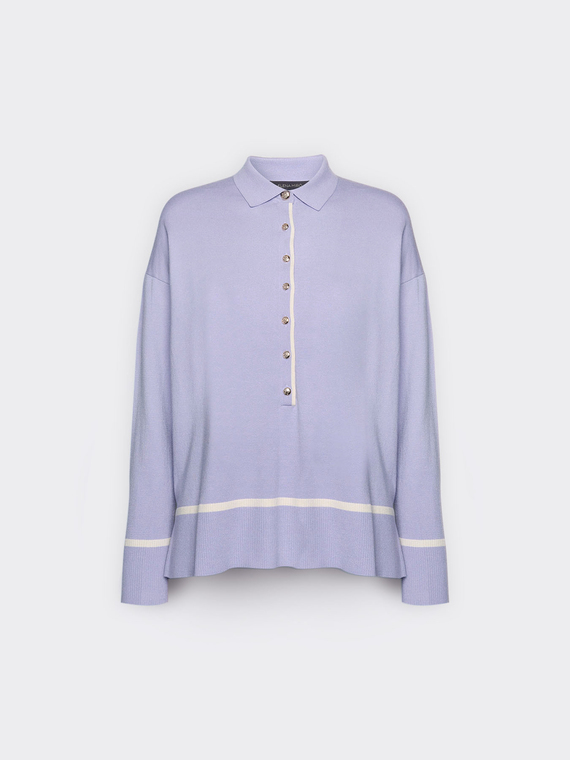 Polo &agrave; boutons en viscose m&eacute;lang&eacute;e