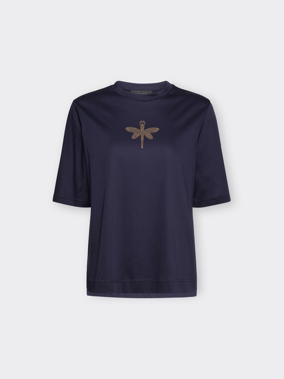 Camiseta de algod&atilde;o com aplica&ccedil;&atilde;o de lib&eacute;lula