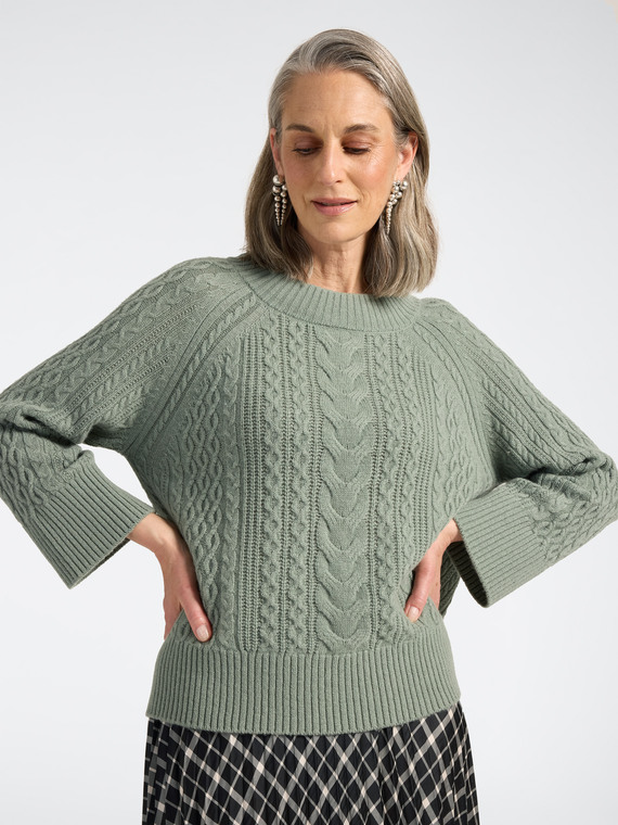 Pull tress&eacute; en pure laine
