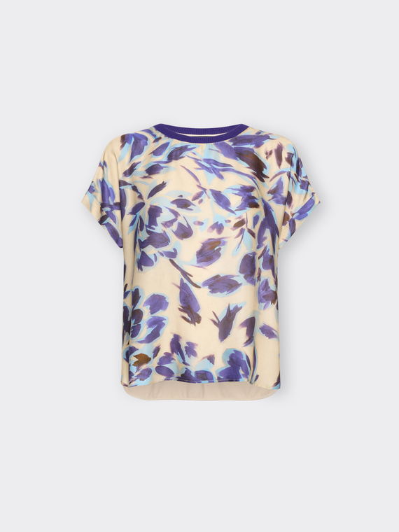 T-Shirt aus zwei Stoffen mit Print