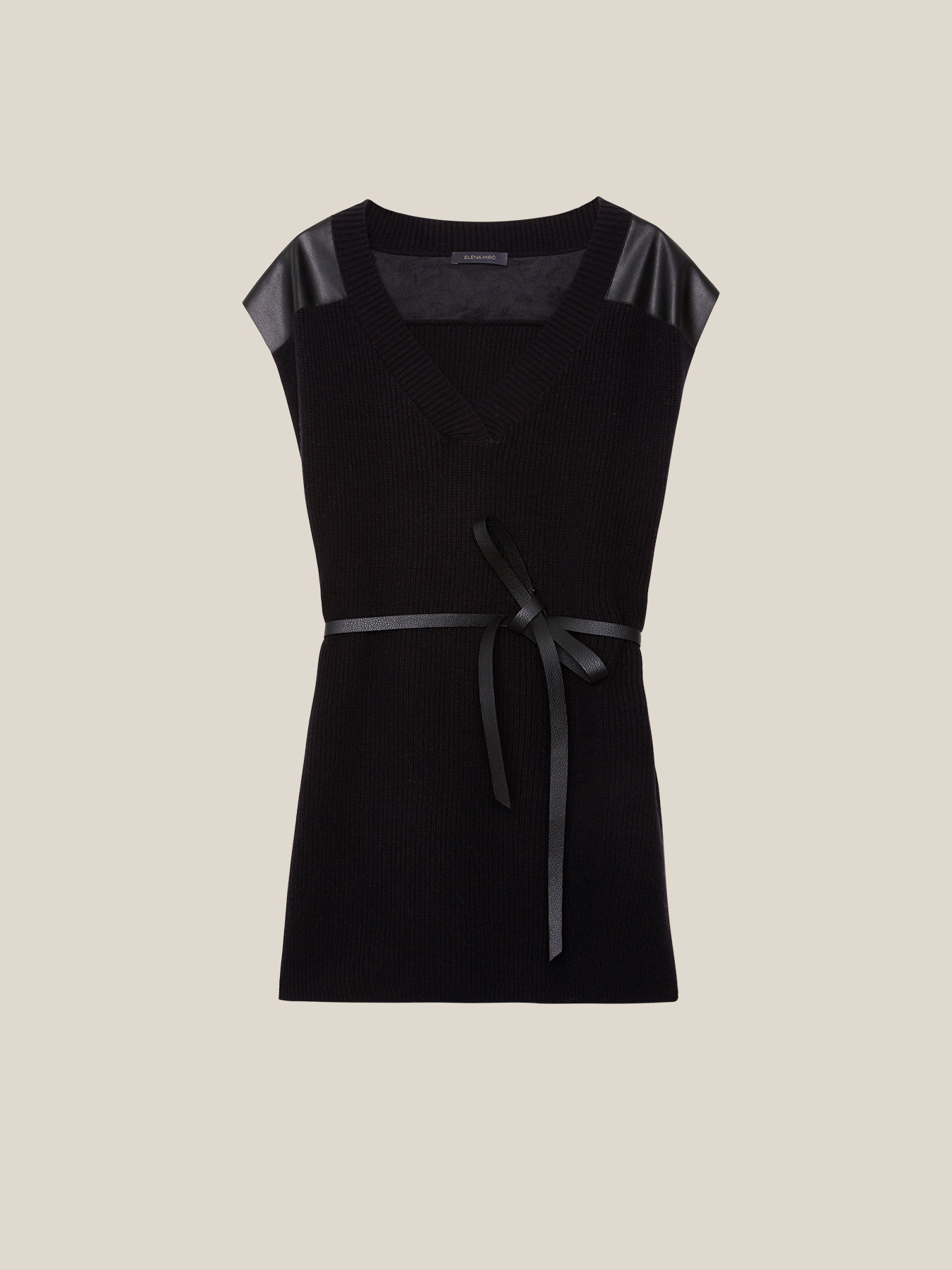 Waistcoat with faux leather details image number 4