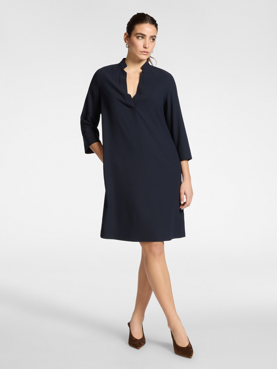 Enver satin dress with V-neckline