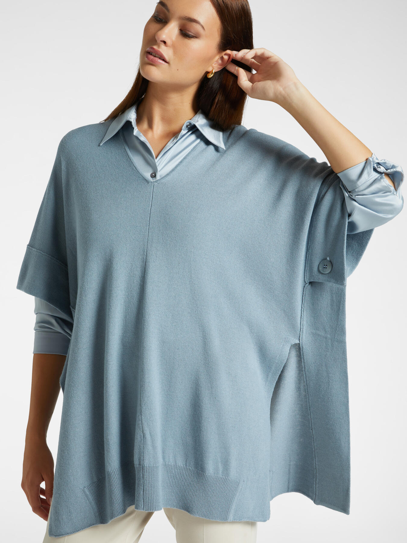 Cape en fil de cachemire m&eacute;lang&eacute; image number 3