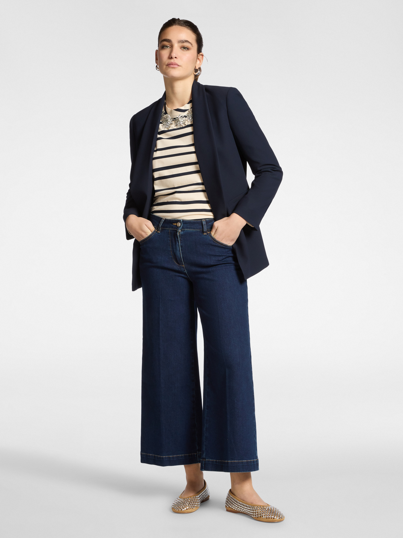 Cropped wide leg jeans,  "Wanda" image number 0