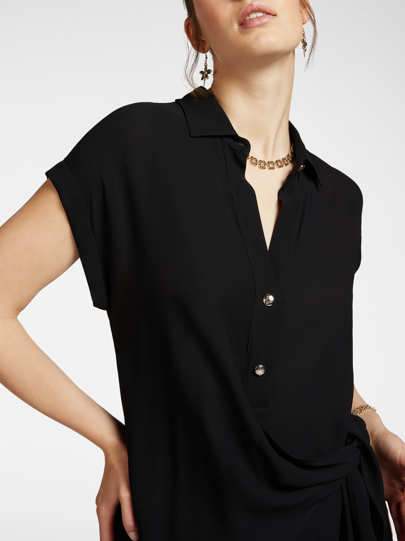 Shirt dress with side knot image number 3