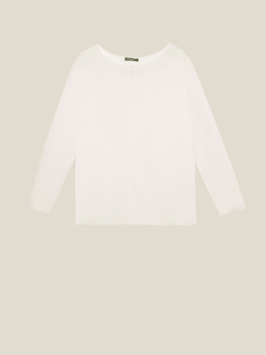 Elenamiro&nbsp;: Chandail &agrave; c&ocirc;tes barr&eacute;es Blanc_1