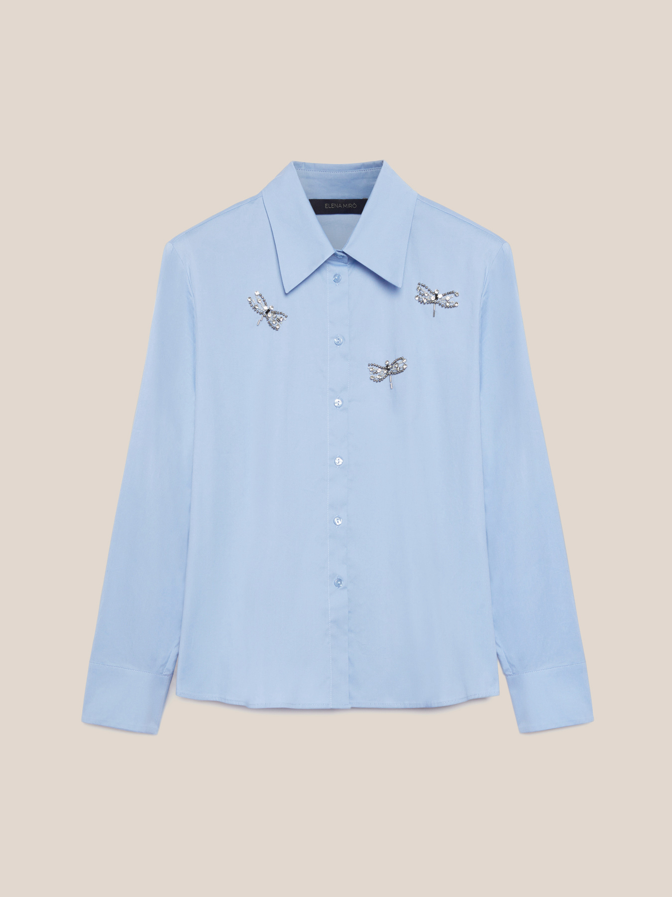Abito Camicia Con Perline Ricamate